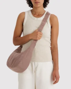 Medium Nylon Crescent Bag w/ Key Leash - Toasted Almond