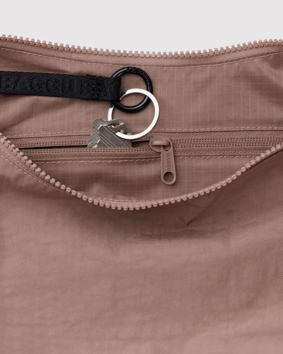 Medium Nylon Crescent Bag w/ Key Leash - Toasted Almond