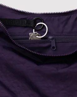 Medium Nylon Crescent Bag w/ Key Leash - Fig