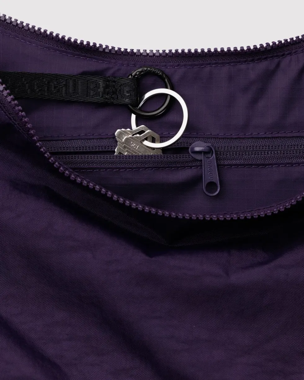 Medium Nylon Crescent Bag w/ Key Leash - Fig