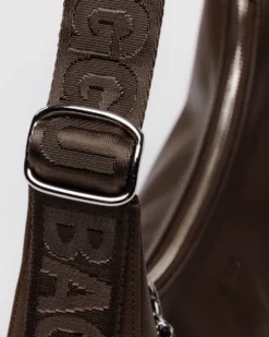 Medium Recycled Leather Crescent Bag - Brown