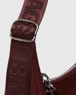 Medium Recycled Leather Crescent Bag - Mahogany