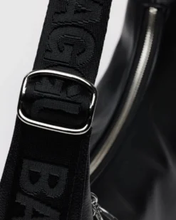 Medium Recycled Leather Crescent Bag - Black