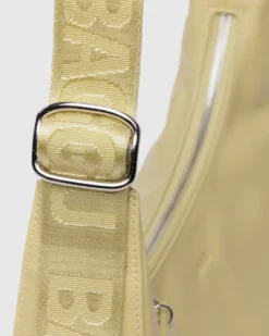 Medium Recycled Leather Crescent Bag - Straw