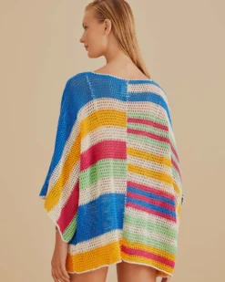 Mixed Stripes Crochet Kimono