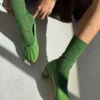 Modal Eyelet Socks - Palm Green