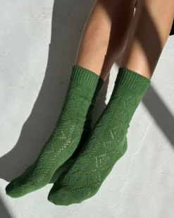 Modal Eyelet Socks - Palm Green
