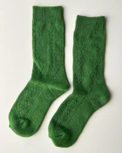 Modal Eyelet Socks - Palm Green