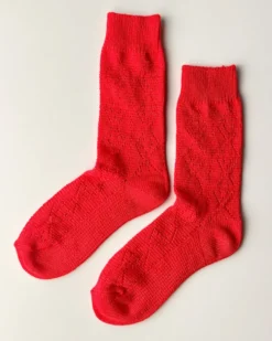 Modal Eyelet Socks - Poppy Red