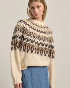 Nordic Pattern Knit Sweater - Ivory Mix