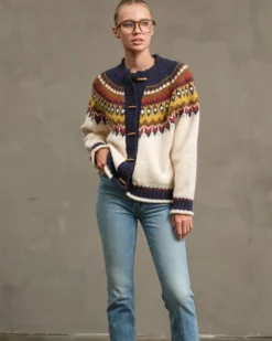 Nordic Pattern Toggle Knit Cardigan