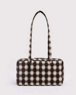 Nylon Bowler Bag - Blurred Gingham Brown