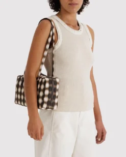 Nylon Bowler Bag - Blurred Gingham Brown