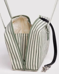Nylon Bowler Bag - Sage Stripe