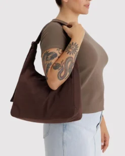 Nylon Shoulder Bag - Coffee