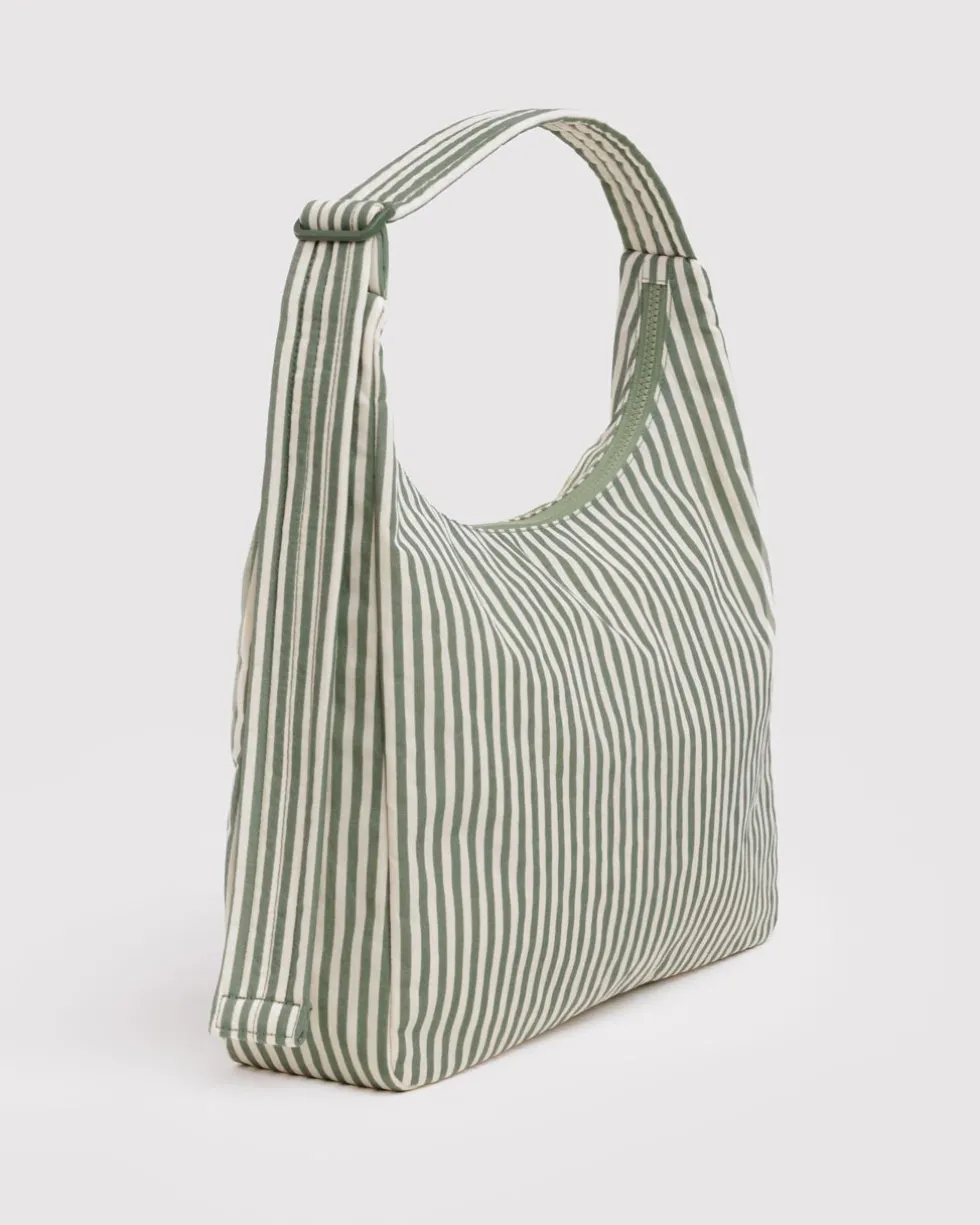 Nylon Shoulder Bag - Sage Stripe