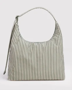 Nylon Shoulder Bag - Sage Stripe