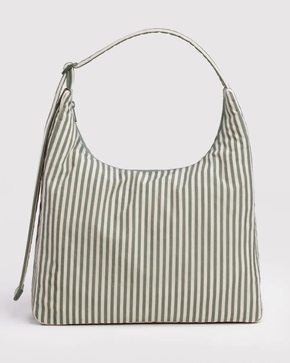 Nylon Shoulder Bag - Sage Stripe