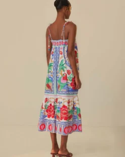 Off-White Flowers Beach Maxi Dress