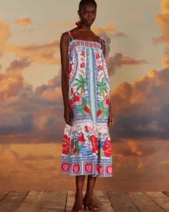 Off-White Flowers Beach Maxi Dress