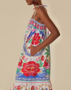 Off-White Flowers Beach Maxi Dress