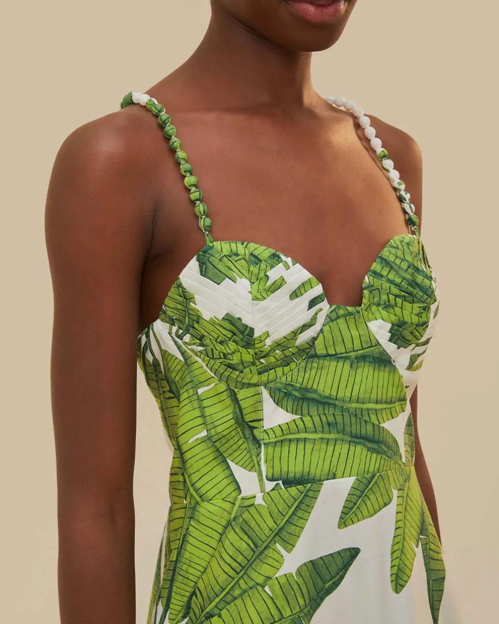 Off-White Palm Fan Midi Dress