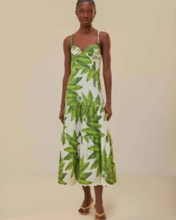 Off-White Palm Fan Midi Dress