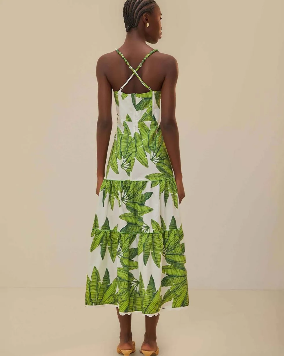 Off-White Palm Fan Midi Dress