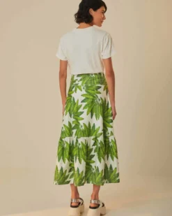 Off-White Palm Fan Organic Cotton Maxi Skirt