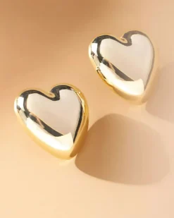 Oversized Gold Puffy Heart Earrings