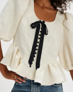 Pamela Bow Top - White Alyssum