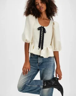 Pamela Bow Top - White Alyssum