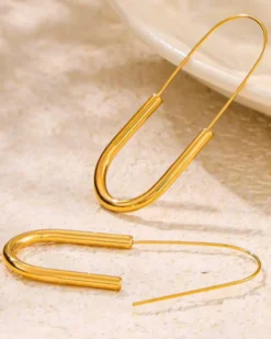 Paperclip Hoop Earrings - Gold