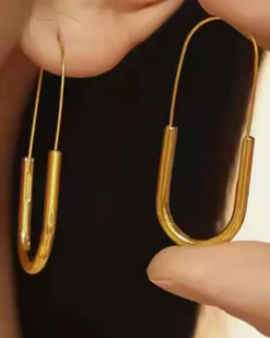 Paperclip Hoop Earrings - Gold