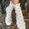 Petal Ruffled Hugger Crew Socks - Cream Petal