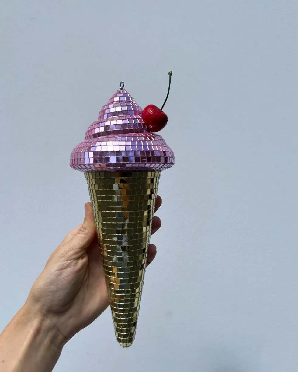 Pink Disco Ice Cream Cone