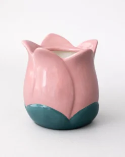 Pink Tulip Ceramic Pencil Cup