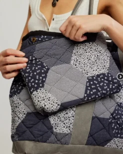 Pippa Patchwork Tote - Blue Combo