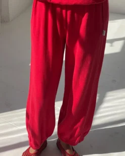 Pointelle Balloon Pants - Red Apple