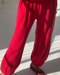 Pointelle Balloon Pants - Red Apple
