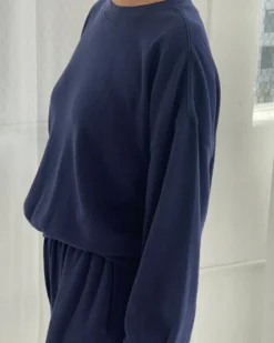 Pointelle Core Sweatshirt - Navy