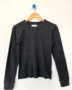 Pointelle Fundamental Tee - Charcoal