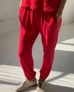Pointelle Serene Jogger - Red Apple