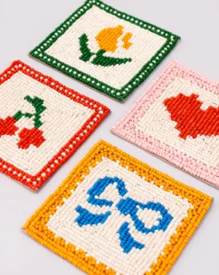Quilt Beaded Coaster Set
