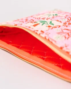 Quilted Pouch - Pink Tile Floral