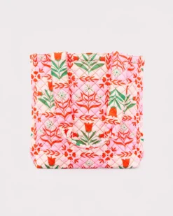 Quilted Tote - Pink Tile Floral