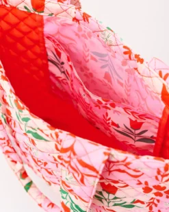 Quilted Tote - Pink Tile Floral