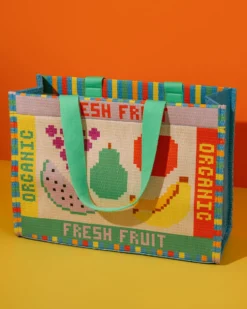Rattan Market Bag - Fruit Tiles