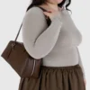 Recycled Leather Bowler Bag - Brown