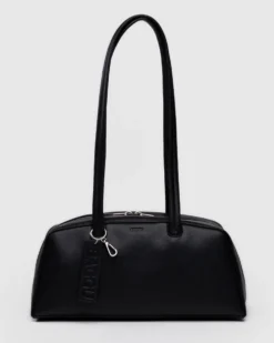 Recycled Leather Bowler Bag - Black